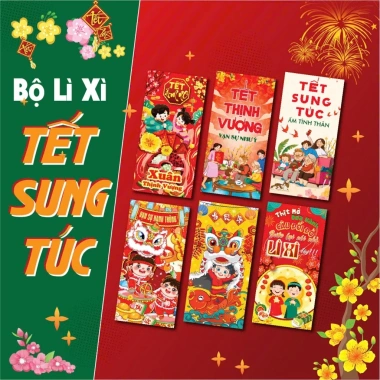 50 phong bao lì xì Tết 2.026 Bính Ngọ giấy dày, mực in sắc nét, tặng túi bóng kính - 32.140₫