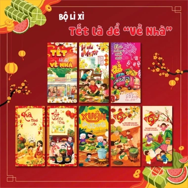 50 phong bao lì xì Tết 2.026 Bính Ngọ giấy dày, mực in sắc nét, tặng túi bóng kính - 32.140₫