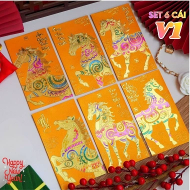 6 Bao Lì Xì Vàng Tết 2.026 Bính Ngọ - In Chữ Nổi Ép Kim 3D, Truyền Thống, 8.900₫ 3 6 Bao Lì Xì Vàng Tết 2.026 Bính Ngọ - In Chữ Nổi Ép Kim 3D, Truyền Thống, 8.900₫ 3