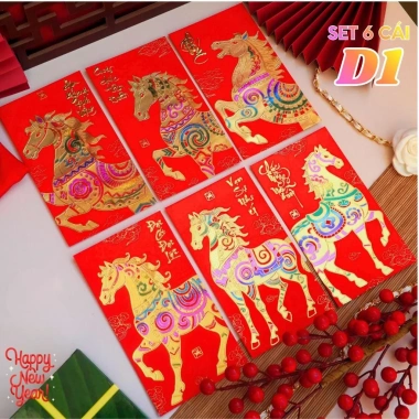 6 Bao Lì Xì Vàng Tết 2.026 Bính Ngọ - In Chữ Nổi Ép Kim 3D, Truyền Thống, 8.900₫ 10 6 Bao Lì Xì Vàng Tết 2.026 Bính Ngọ - In Chữ Nổi Ép Kim 3D, Truyền Thống, 8.900₫ 10