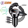 Actionok 230W Sạc Xe Hơi 5 Cổng Nhanh PD QC3.0 USB-C cho iPhone Samsung Xiaomi