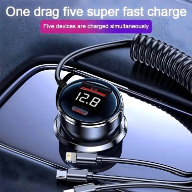 Actionok 230W Sạc Xe Hơi 5 Cổng Nhanh PD QC3.0 USB-C cho iPhone Samsung Xiaomi 5