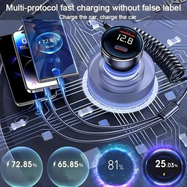 Actionok 230W Sạc Xe Hơi 5 Cổng Nhanh PD QC3.0 USB-C cho iPhone Samsung Xiaomi 8