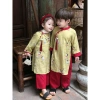 AD24 Sét Áo Dài Lụa Đôi Bé Trai Gái Chipi Tết Xinh 2.025 Lụa Cát Giá 138.600 VND