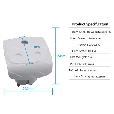 Adapter du lịch Lớn Nam Phi sang EU 4.8M 16A, ổ cắm AC, giá 88.747₫