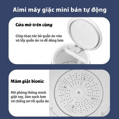 Aimi Máy Giặt Mini 4kg Tự Động Xoáy Cực Mạnh, Đảo Chiều Giặt, Giặt Quần Áo Bé và Trắng - Giá Ưu Đãi 809.000đ