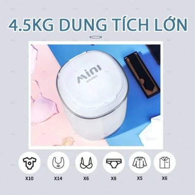 Aimi Máy Giặt Mini 4kg Tự Động Xoáy Cực Mạnh, Đảo Chiều Giặt, Giặt Quần Áo Bé và Trắng - Giá Ưu Đãi 809.000đ