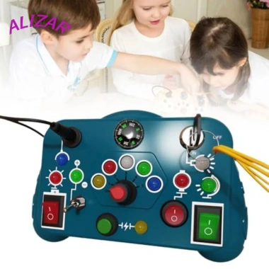ALIZAR Bảng bận rộn Montessori: Đồ chơi cảm giác, nút công tắc, ổ cắm LED, bảng tương tác du lịch, giá 221.870₫