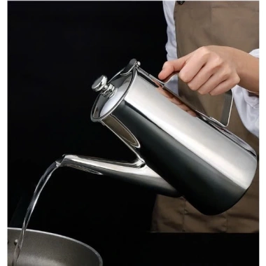 Ấm bình ca inox 304 2 lít dày dặn, sáng bóng, vòi dài cổ ngỗng - Giá ưu đãi 160k