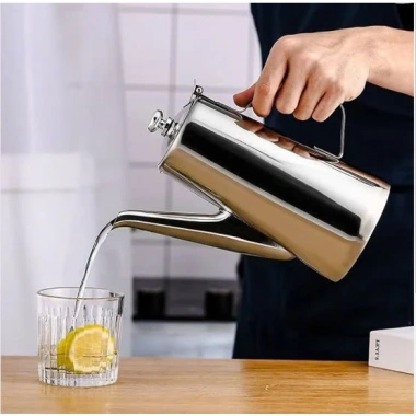 Ấm bình ca inox 304 2 lít dày dặn, sáng bóng, vòi dài cổ ngỗng - Giá ưu đãi 160k