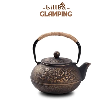 Ấm trà gang đúc Tetsubin 0.9L giữ nhiệt lâu cao cấp - Pha trà, đun nước Billba Glamping