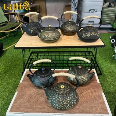 Ấm trà gang đúc Tetsubin 0.9L giữ nhiệt lâu cao cấp - Pha trà, đun nước Billba Glamping 2