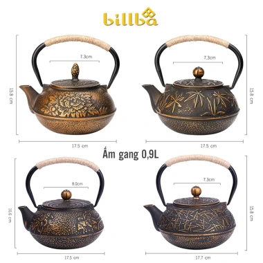 Ấm trà gang đúc Tetsubin 0.9L giữ nhiệt lâu cao cấp - Pha trà, đun nước Billba Glamping 6