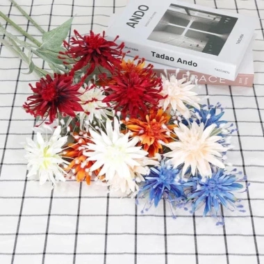 Ảnh Thật Hoa Cúc Giả Bỉ Ngạn 1 Cành 3 Bông Lụa Đường Kính 11cm - Cành 70cm, Cắm Bình Decor Giá 32.900đ