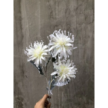 Ảnh Thật Hoa Cúc Giả Bỉ Ngạn 1 Cành 3 Bông Lụa Đường Kính 11cm - Cành 70cm, Cắm Bình Decor Giá 32.900đ
