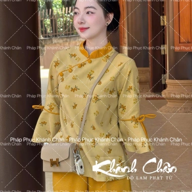 Ảnh Thật Set Áo Nhung Hoa Nhí Kết Nơ - Mặc Tết, Đi Chùa, Quần Lụa Suông Freeship 289k 5