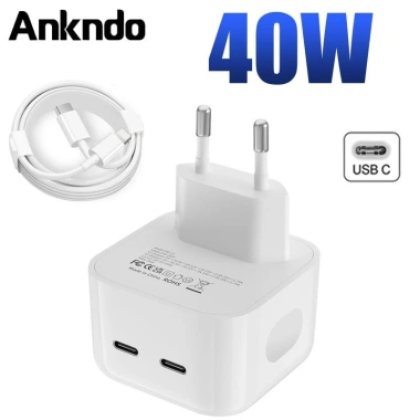 Ankndo 40W Sạc Nhanh 2 Cổng PD USB‑C iPhone 13‑12‑11 – Sạc Di Động Du Lịch, Giá 50.600₫