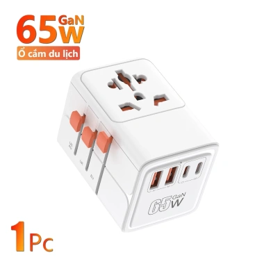 ANRMESUN 65W Bộ chuyển đổi điện toàn cầu 2USB 2Type-C Sạc nhanh 20W, bảo vệ quá tải, chịu nhiệt, nhẹ gọn