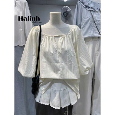 Áo Babydoll Tay Ngắn Nữ Bồng Cổ Tròn Màu Basic Halinh M277 – Giá 145k (174k) 5