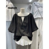 Áo Babydoll Tay Ngắn Nữ Bồng Cổ Tròn Màu Basic Halinh M277 – Giá 145k (174k) 9