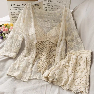 Áo bikini lưới che bụng đi biển, đồ bơi thời trang tôn dáng - Giá 51.839 VND