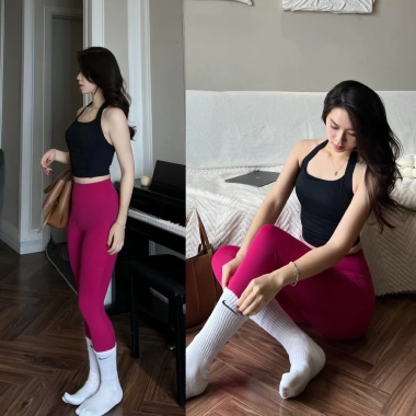 Áo Bra Thể Thao Gym Yoga Pilates Thun Yếm Xếp Nếp Eo Hở Lưng LuLu Mềm Mát 280k 7
