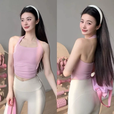 Áo Bra Thể Thao Gym Yoga Pilates Thun Yếm Xếp Nếp Eo Hở Lưng LuLu Mềm Mát 280k 8