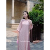 Áo cách tân 2 tà cổ tết đính cúc nơ, tay lỡ loe, vải gấm hoa Thanh Yên - lễ tết đồng phục 3