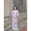 Áo cách tân 2 tà cổ tết đính cúc nơ, tay lỡ loe, vải gấm hoa Thanh Yên - lễ tết đồng phục 5