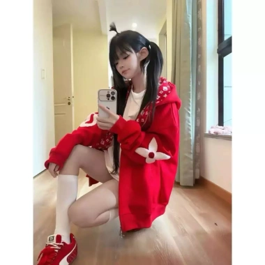 Áo Cardigan Dài Tay Thêu Chữ Đỏ Phong Cách Đường Phố 2.025 Giá 400.680 VND