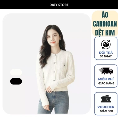 Áo cardigan dệt kim cổ tròn thêu đơn giản nam nữ Hàn Quốc mùa xuân thu Giá 231,400₫