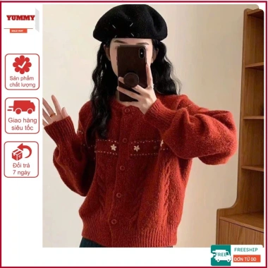 Áo cardigan đỏ Yummy dáng ngắn thời trang Noel và Tết - Giá chỉ 179.000₫