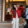 Áo cardigan len hai lớp nữ thu đông, khoá nơ cao cấp, giảm giá 49.500đ QC TD123 2