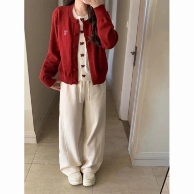 Áo cardigan len hai lớp nữ thu đông, khoá nơ cao cấp, giảm giá 49.500đ QC TD123