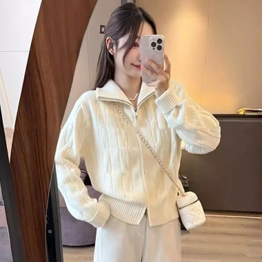 Áo cardigan len ngắn HM SP406 mềm mịn, khóa kéo hottrend, giao Tết, QCCC Loại 1