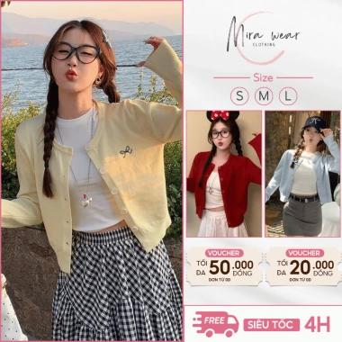 Áo cardigan nữ cotton mềm mại co giãn b03, thun mỏng cài cúc nơ xinh xắn – Giảm còn 115k