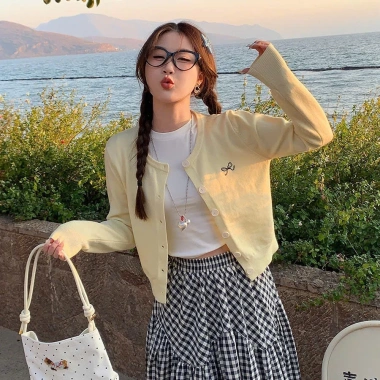 Áo cardigan nữ cotton mềm mại co giãn b03, thun mỏng cài cúc nơ xinh xắn – Giảm còn 115k 2