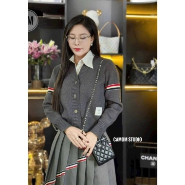 Áo Cardigan Nữ Len Mềm Dài Tay Kẻ Sọc Form Đẹp - Áo Khoác Len Mỏng Hàn Quốc 305k