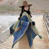 Áo choàng len thổ cẩm nữ mùa thu đông phong cách boho dân tộc cổ điển - 176.700₫