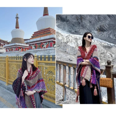 Áo choàng len thổ cẩm nữ mùa thu đông phong cách boho dân tộc cổ điển - 176.700₫ 3 Áo choàng len thổ cẩm nữ mùa thu đông phong cách boho dân tộc cổ điển - 176.700₫ 3