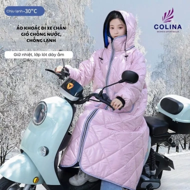 Áo choàng lót nỉ COLINA KP160 chống gió, giữ nhiệt, măng tô, chống nước xe máy - 399.000₫