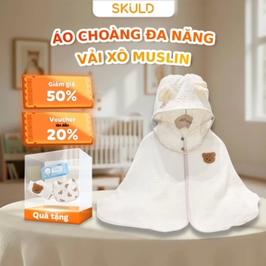 Áo Choàng SKULD Chống Nắng Gió Vải Mềm Mại Kính Bụi Cúc Bấm Bé 0-3 95.000đ