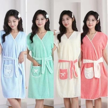 Áo choàng tắm nữ Coral Velvet thấm hút nhanh, khô, khăn buộc dây mềm mại 63.000₫