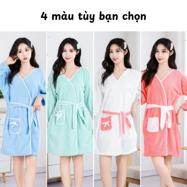 Áo choàng tắm nữ Coral Velvet thấm hút nhanh, khô, khăn buộc dây mềm mại 63.000₫ 7 Áo choàng tắm nữ Coral Velvet thấm hút nhanh, khô, khăn buộc dây mềm mại 63.000₫ 7