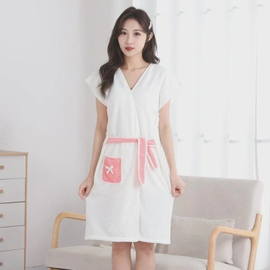 Áo choàng tắm nữ Coral Velvet thấm hút nhanh, khô, khăn buộc dây mềm mại 63.000₫