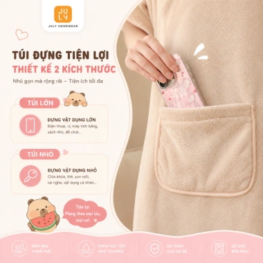 Áo choàng tắm trùm đầu Capybara chất liệu san hô, thấm nước nhanh cho người lớn và trẻ em – Giá 209.000đ 5 Áo choàng tắm trùm đầu Capybara chất liệu san hô, thấm nước nhanh cho người lớn và trẻ em – Giá 209.000đ 5