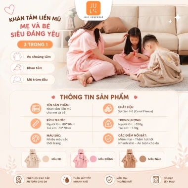 Áo choàng tắm trùm đầu Capybara chất liệu san hô, thấm nước nhanh cho người lớn và trẻ em – Giá 209.000đ