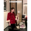 Áo choàng tay lông Tiểu Thư La Rosa T312 màu hồng đỏ kem cổ nơ siêu xinh, mùa đông Noel Tết - Giá 1.15tr 6