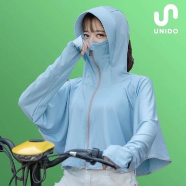 Áo chống nắng 2 trong 1 có mũ rộng vành - Vải lụa lạnh UNIDO A01, chống UV, siêu mát, giá chỉ 139k 2
