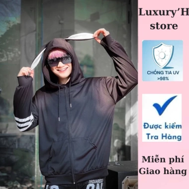 Áo chống nắng cao cấp nam nữ họa tiết 2 tai thỏ, thom dày mềm mịn, thấm hút mồ hôi, chống UV – Giá ưu đãi 180.000₫